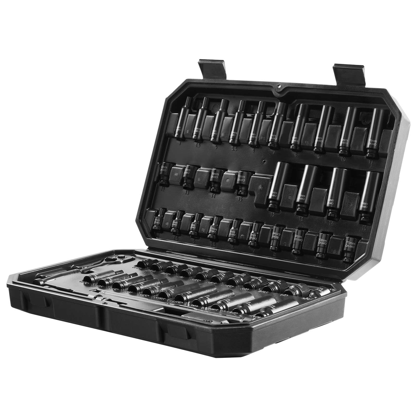 Impact Sockets Set 55pcs 6-Point 1/4" Drive Bit Ratchet Tool Kit Case_voghion.com